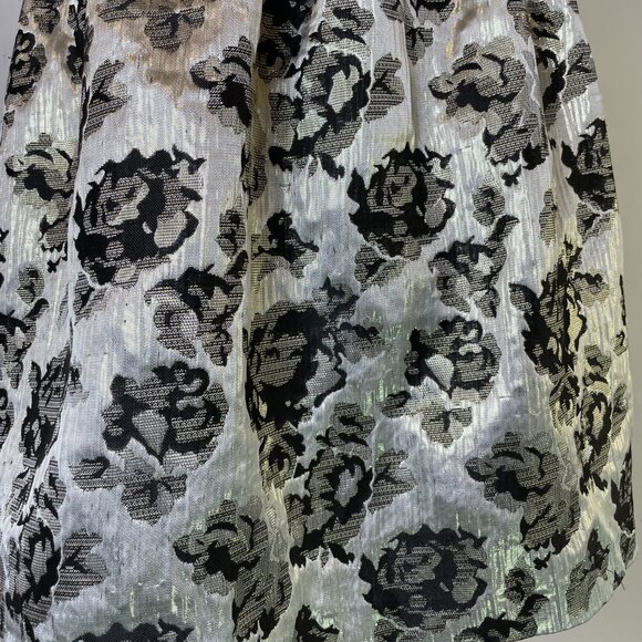 Forever 21 Size M Metallic A Line Bubble Skirt Floral Mini Black Silver - Picture 2 of 9